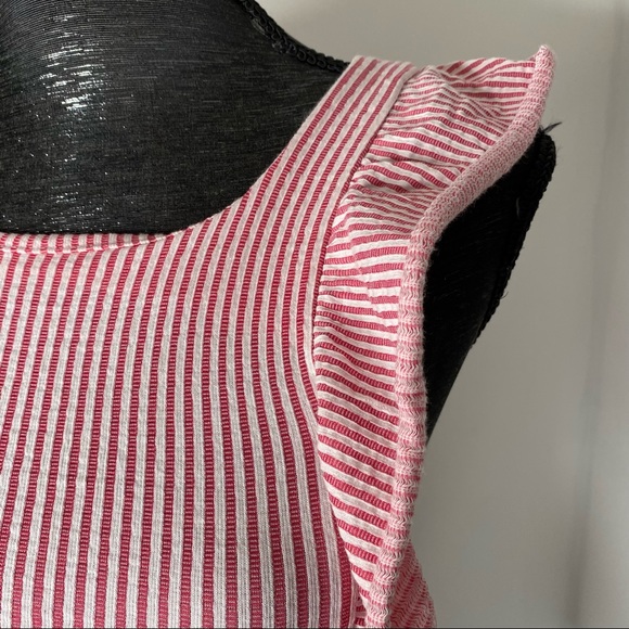 Zara Red White Striped Ruffled Crop Top - Picture 5 of 9